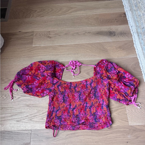 Free People Tops - Free People Pink and Purple Floral Blouse